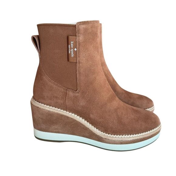 Kate Spade Addison Wedge Bootie in warm gingerbread suede size 8 NWB - Picture 4 of 10